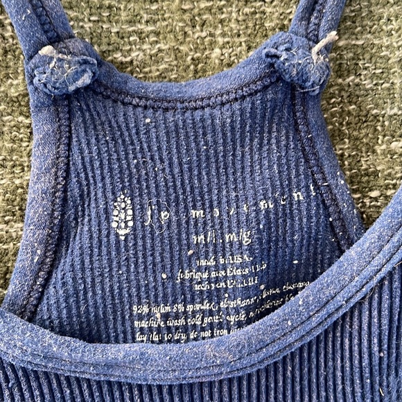 Navy High Neck Ribbed Workout Bra/Top - Picture 2 of 3